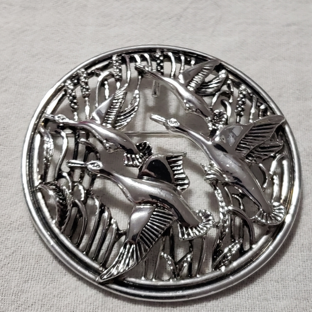 Silver Bird Design Brooch